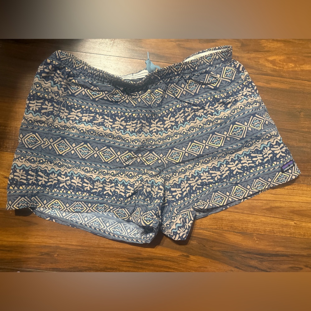 Patagonia Blue & White Printed Women’s Athletic Shorts